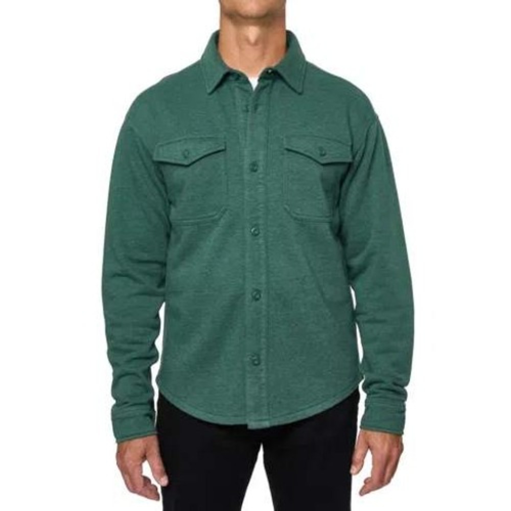 LAZER Mens Relaxed Fit Fleece Shirt Jacket Deep Emerald ML71219 Green Shacket L
